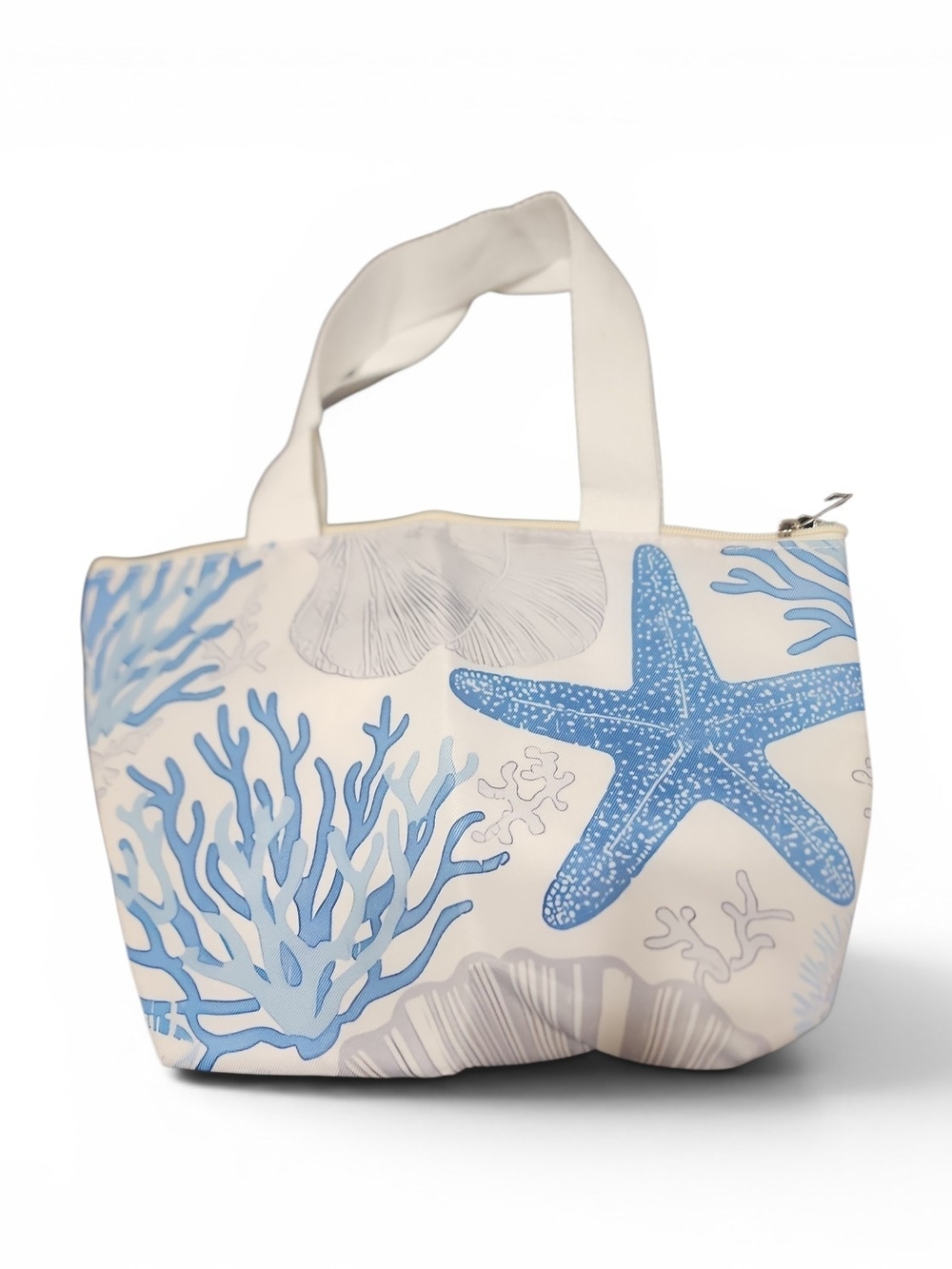 NWOT Blue Starfish Beach Lunch or Snack Insulated Bag - White & Light Blue